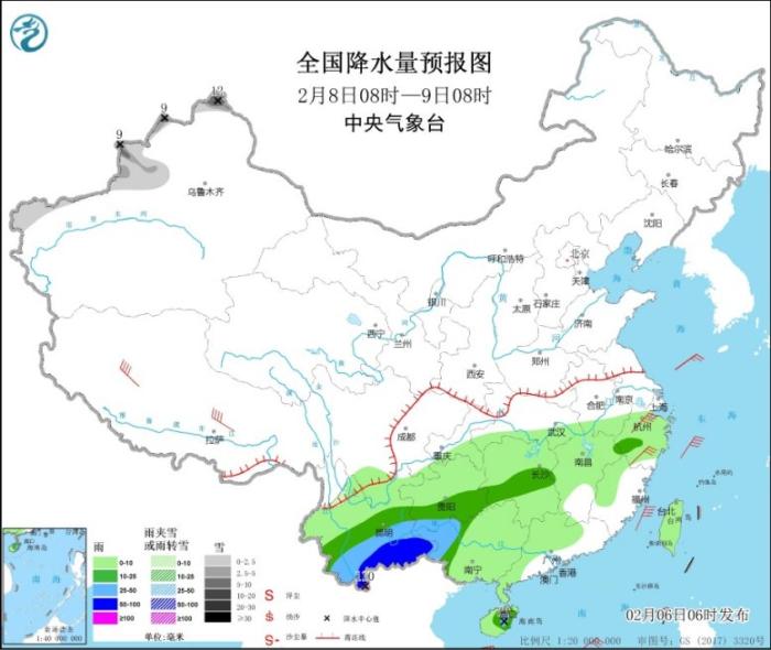 江南华南等地将有明显降雨 长江中下游将有大雾天气