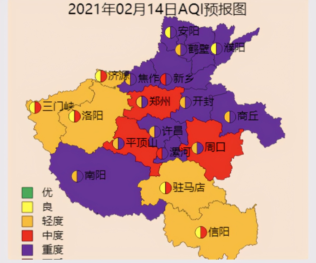 大年初一早上,我省17市出现污染天气