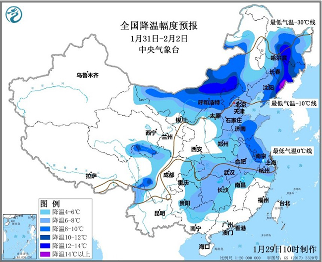 较强冷空气再次来袭 我国中东部将有大风降温及雨雪天气