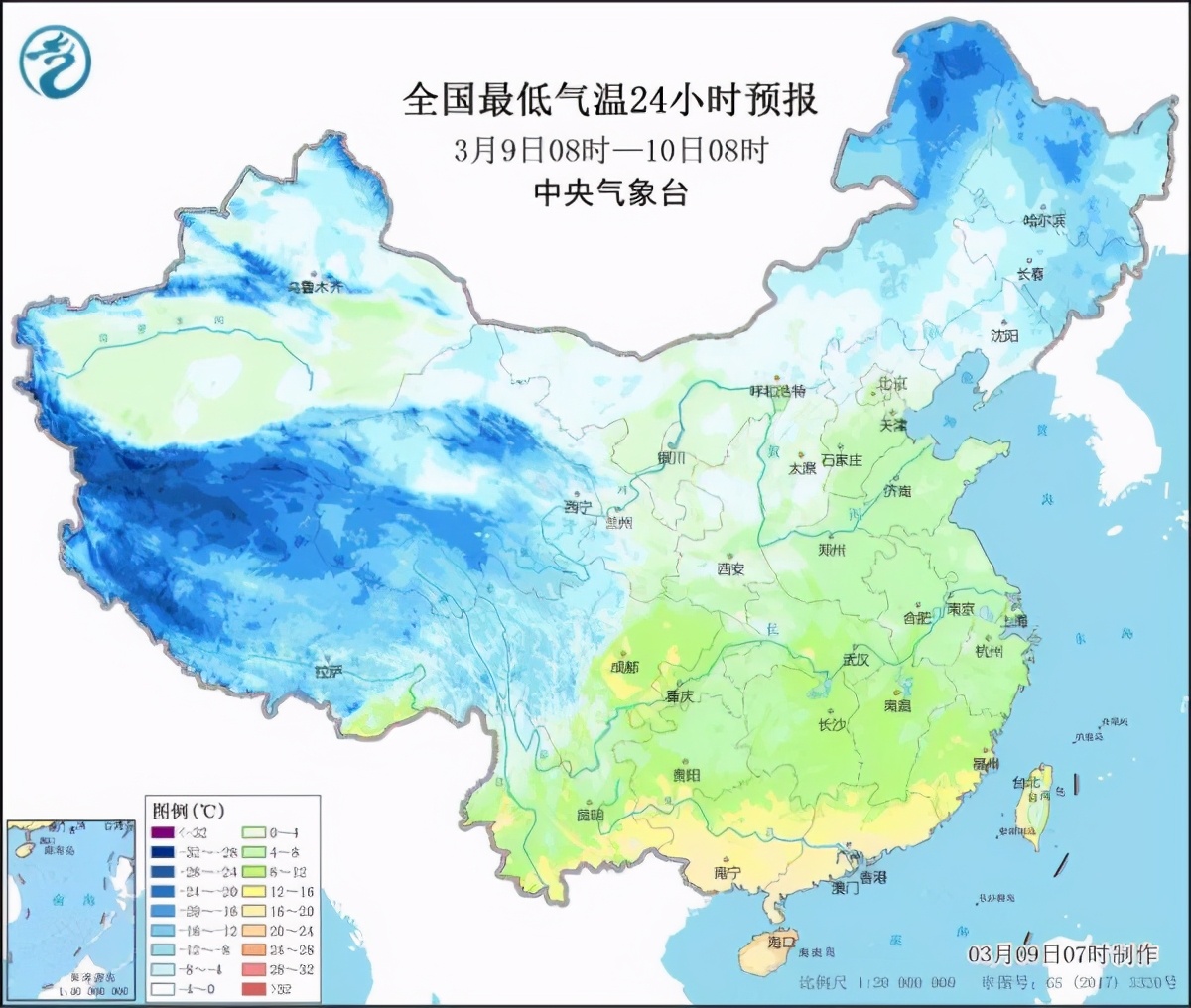 影响我国的冷空气较弱,升温将是天气舞台的“主旋律”