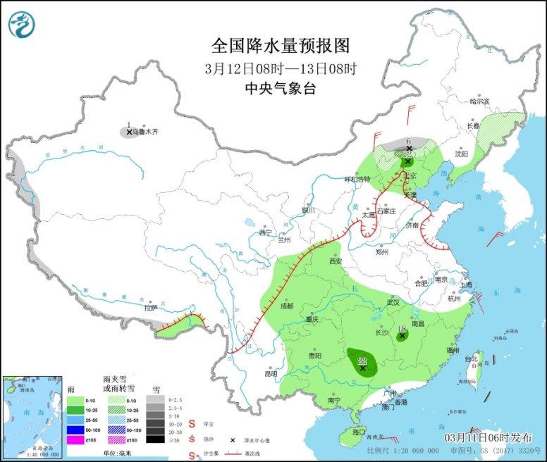 全国天气预报：京津冀等地有雾霾 中东部大部有弱降水