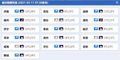 今天（3月11日）山东雨水