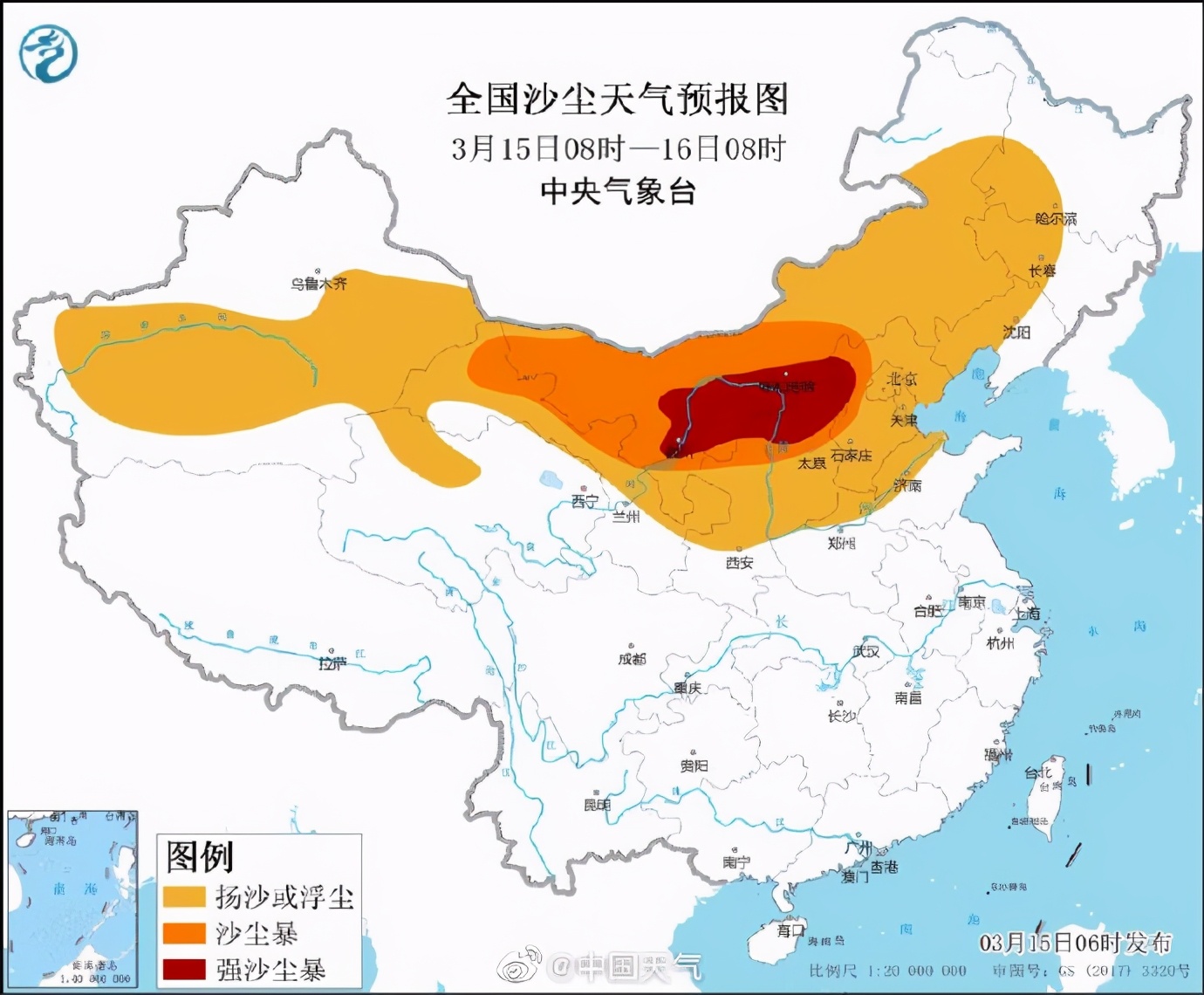 沙尘暴黄色预警 12省区市有沙尘天气局地有强沙尘暴