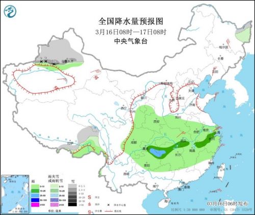 全国天气预报：北方沙尘影响未结束 南方阴雨仍频繁