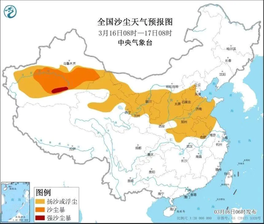 请注意防范!浮尘天气可能一直持续到17日,18日空气质量转良