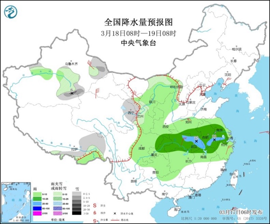 长江中下游降温进行时 西北华北雨雪增多