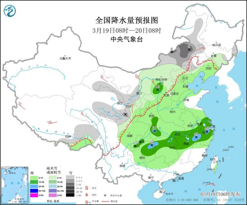 西北地区仍有沙尘天气 中东部将有大范围雨雪降温过程