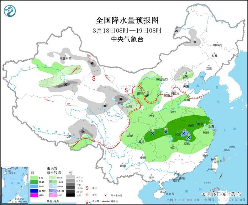 西北地区仍有沙尘天气 中东部将有大范围雨雪降温过程