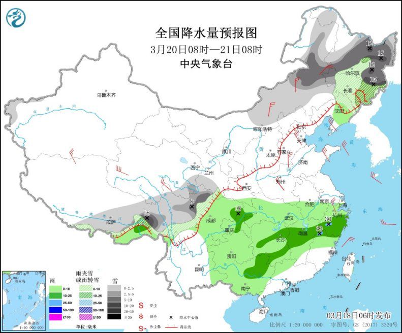 西北地区仍有沙尘天气 中东部将有大范围雨雪降温过程