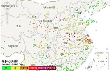 受沙尘天气影响,21日凌晨起我市空气质量转差