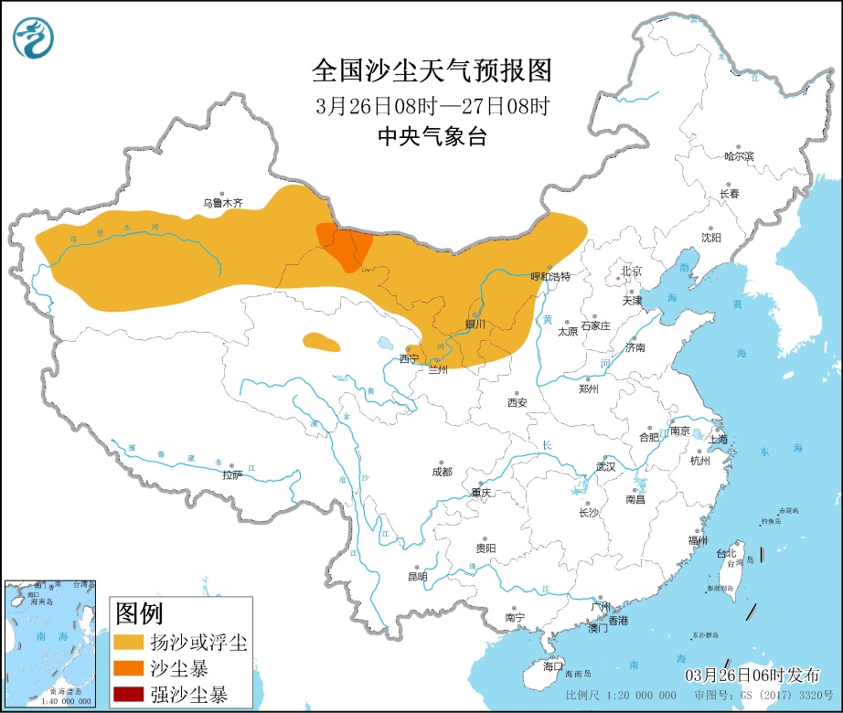 北方地区多沙尘天气 黄海东部海域有大雾 中东部大部有雨雪天气过程