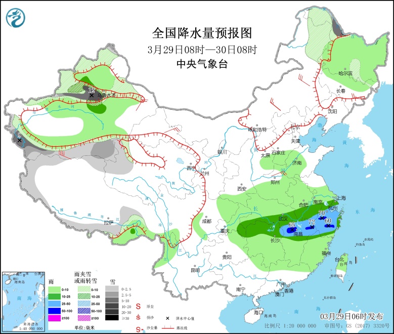 北方地区沙尘天气减弱 江南等地多雷雨