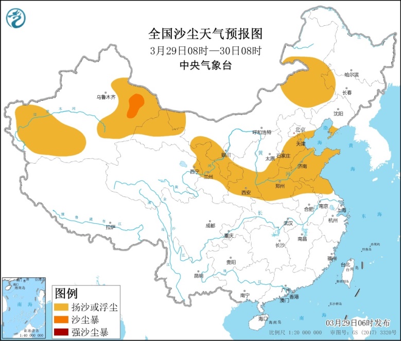 北方地区沙尘天气减弱 江南等地多雷雨