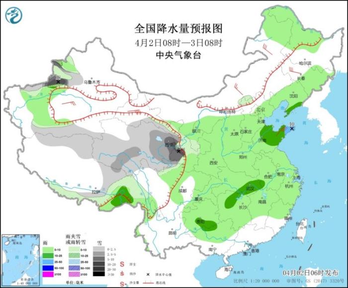 中东部大部有降水天气 东部近海有大雾