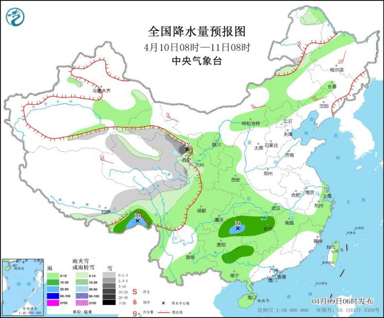 江南地区将有较强降水 北方地区有雨雪降温天气