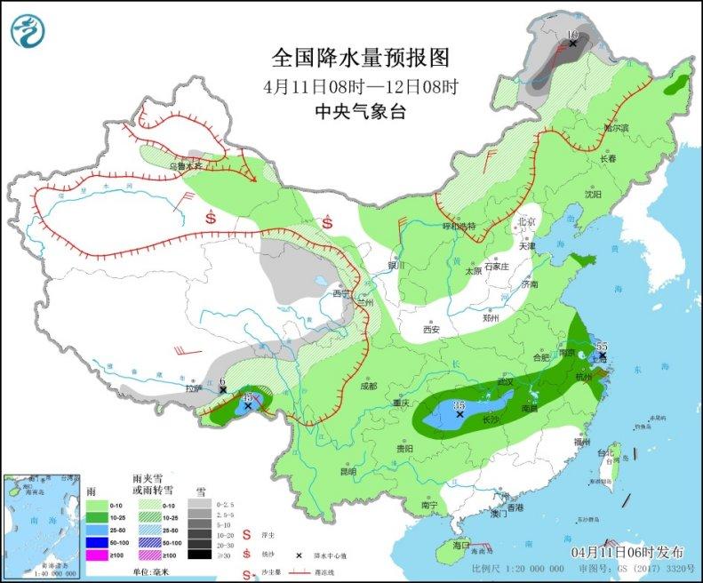 南方将有一次降水天气过程 北方将有雨雪降温天气