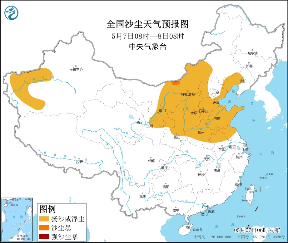 华北黄淮东北地区等地有大风沙尘天气 贵州江南华南有中到大雨