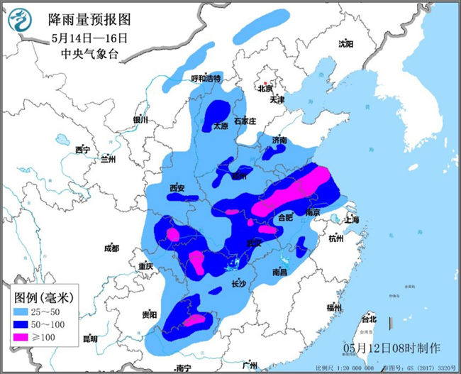 14至16日新一轮较强降雨和强对流天气影响我国 最强降雨时段在15至16日