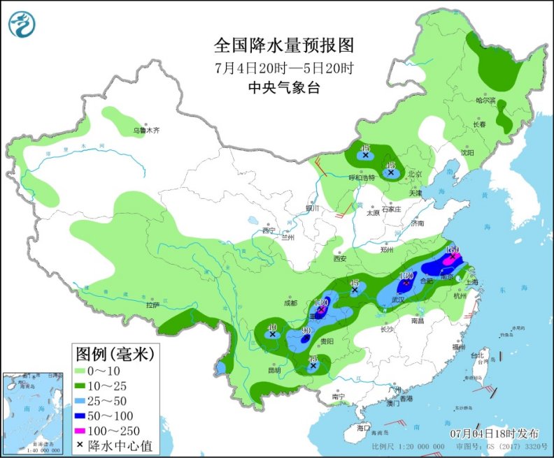 中央气象台：西南地区东部江淮等地有较强降水 华北和东北地区等地多雷阵雨天气