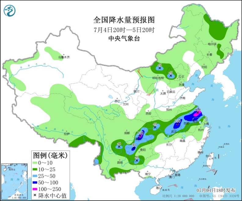 中央气象台:西南地区东部江淮等地有较强降水 华北和东北地区等地多雷阵雨天气