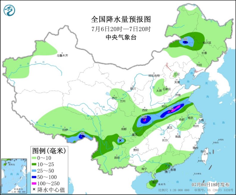 中央气象台:西南地区东部江淮等地有较强降水 华北和东北地区等地多雷阵雨天气