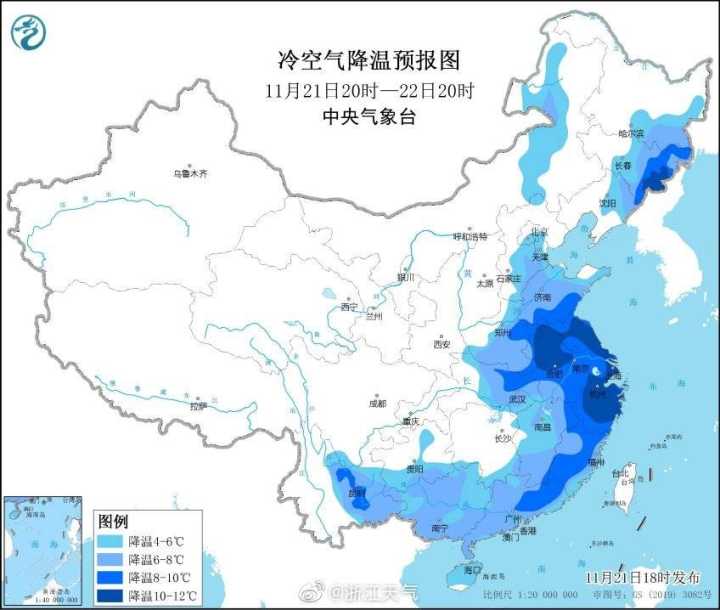 最低仅4℃！今明两天浙江大部平均气温过程降温幅度9至11℃ 未来3天各市天气预报