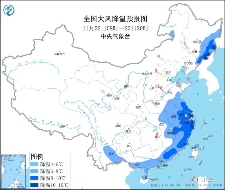 江苏、上海、浙江等地局地降温幅度达10℃以上，黑龙江等地有强降雪 全国未来三天具体天气预报